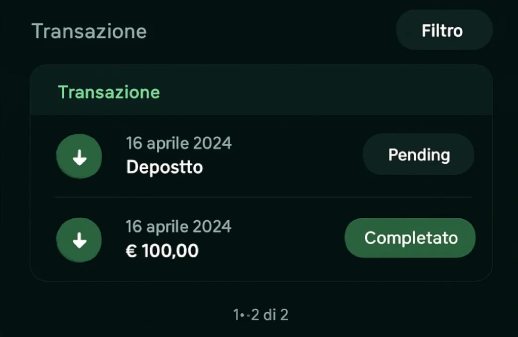 Cronologia Transazioni